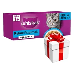 Whiskas Adult 80x85g Šlapias kačių maistas Žuvies skanėstai želė + Staigmena katei