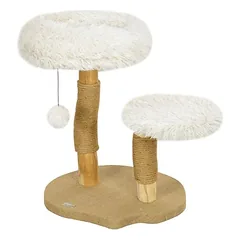 Zatte Kratzbaum 61 cm Birke, Spielball, Bett, bis 5 kg, Weiß
