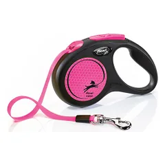 Flexi New Neon Tape juostinis, rožinis pavadėlis šunims, S, 5 m