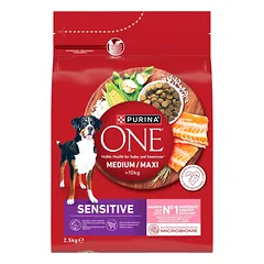 PURINA ONE Medium/Maxi Sensitive su lašiša, sausas maistas šunims parduotuvėje fera.lt