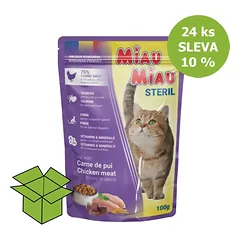Miau Miau katė sterilizuota vištiena, kišenė 100 g (24 vnt)