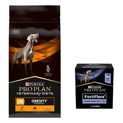 PURINA Veterinary PVD OM Nutukimo valdymas 12kg + PURINA PVD FortiFlora Dog 30 paketėlių