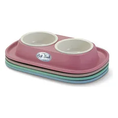Rubber double diner with plastic bowls Ø 9,5 cm, dif.colors