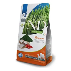 Farmina N&D Natural & Delicious Dog Grain Free Adult Medium Maxi begrūdis sausas maistas suaugusiems šunims su silkėmis ir spirulina, 2 kg
