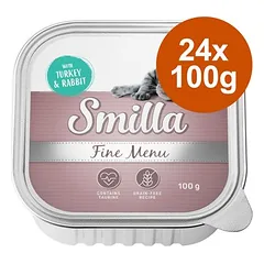 Smilla Fine Menu dubenėliai drėgnas maistas katėms 24 x 100 g