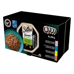 SHEBA Sauce Collection Choice of Flavours 8x85 g su lašiša, tunu, vištiena, antiena