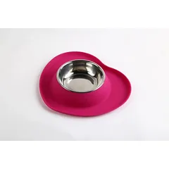 Super Design gyvūnų augintinių dubenėlis, su silikoniniu širdies formos dugnu, rožinis, rožinis, 0,35 l, 28x25x4,5 cm — 2 nuotrauka