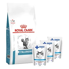 ROYAL CANIN Anallergenic Cat 4kg + ENZO VET Hipoalerginiai produktai katėms su ėriena želė 3x100g