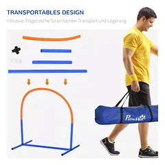 Agility rinkinys šunims pradedantiesiems, 4 lankai, su nešiojimo krepšiu, 88 x 64 x 95 cm, mėlynas ir oranžinis — 4 nuotrauka
