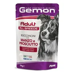 Gemon all breeds adult konservuotas pašaras suaugusiems šunims su jautienos ir kumpio gabalėliais 100g
