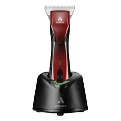 Andis Pulse ZR II Raudonas - profesionalus belaidis kirpimo mašinėlė, 5 greičių su baterijomis ir plačiu CeramicEdge peiliuku (0,5 mm)