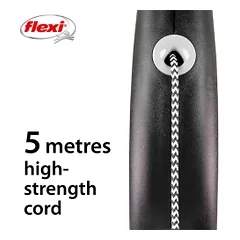 Flexi Black Design virvinis, juodas pavadėlis šunims, M, 5 m — 3 nuotrauka