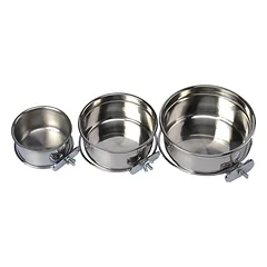 Show Tech stainless steel bowl with a screw-on handle for kennel cages - Capacity: 2.5L