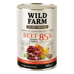 WILD FARM PURE MONO Jautiena, moliūgai ir kvinoja 400 g vienos rūšies baltymų šunų maistas