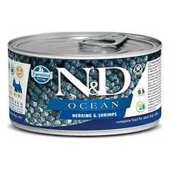 Farmina N&D Dog Ocean Mini Adult su silke ir krevetėmis, drėgnas maistas šunims 140 g