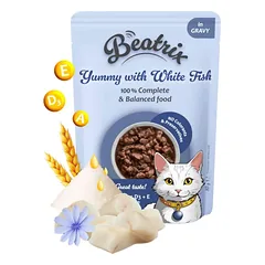 Beatrix Adult Cat su balta žuvimi 85g konservai katėms