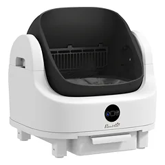 Savaime išsivalantis kačių tualetas, atviras, su 8 l atliekų dėže ir kvapikliu, katėms 1–5 kg, baltas
