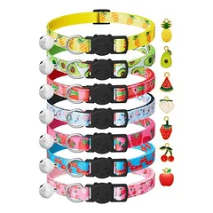 7er-Pack Katzenhalsband mit Früchten & Glocke - Sicherheit