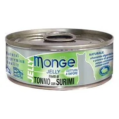 Monge Jelly Wet Cat drėgnas maistas katėms su gelsvapelekiais tunais ir surimiu, 80 g