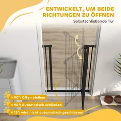 Šunų apsauginiai varteliai, dvigubas užraktas, savaime užsidarančios durys, 104 cm aukščio, plieniniai, juodi — 5 nuotrauka