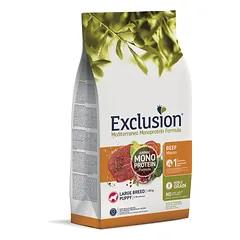 Exclusion Mono Protein begrūdis sausas maistas did. veislių šuniukams su jautiena L, 12 kg