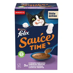 FELIX Sauce Time Chicken and Salmon 6x40g vištiena ir lašiša, papildomas šlapias kačių maistas