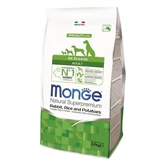 MONGE Adult sausas maistas šunims su triušiena, 2,5 kg