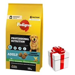 PEDIGREE® Adult Professional Nutrition 12kg su paukštiena ir daržovėmis - sausas visavertis pašaras suaugusiems didelių ir vidutinių veislių šunims+ STAIGMENA ŠUNIUI