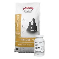 ARION Original Original Mature 7+ Senior Medium & Large Chicken sausas maistas šunims 12 kg + LAB-V Geriato Optimum 45 kapsulės