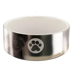 Trixie Ceramic Bowl With Motif keraminis dubenėlis šunims ir katėms, 0.3 l/ø 12 cm, sidabrinis/baltas