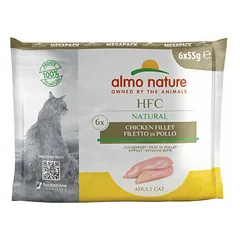 Almo Nature HFC Natural Megapack vištienos filė, drėgnas maistas katėms 6 x 55 g