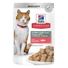 Hill’s Science Plan Sterilised Cat Adult Konservuotas maistas sterilizuotoms katėms su lašiša 12x85g