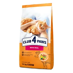 CLUB 4 PAWS Premium "su veršiena". Visavertis sausas pašaras suaugusioms katėms., 14 kg — 2 nuotrauka