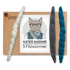 Kater Kasimir žaislas katėms Veltiniai kirminėliai, rankų darbo, 3 kirminai + 1 purškiklis — 3 nuotrauka