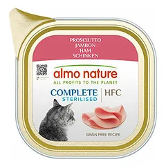 Almo Nature HFC Complete Sterilised Cats ar šķinķi 85 g – konservi kaķiem