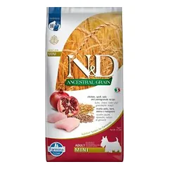 Farmina N&D Ancestral Grain Adult Mini Chicken & Pomegranate sausas maistas mažų veislių šunims, 20 kg