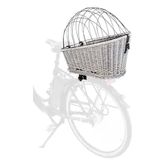 Trixie Bicycle Basket With Lattice For Rack šunų dviračio krepšys iš vytelių ir metalo, pilkas, 35x49x55 cm