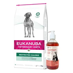 EUKANUBA Restricted Calorie 12kg + LAB V Lašišų aliejus šunims ir katėms 500ml