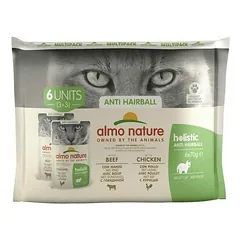 Almo Nature Holistic Anti Hairball su jautiena ir vištiena, drėgnas maistas katėms 6 x 70 g — 2 nuotrauka