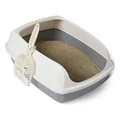 Amazon Basics atvira kačių kraiko dėžė, 50,5 cm x 37,6 cm x 20 cm, balta ir pilka