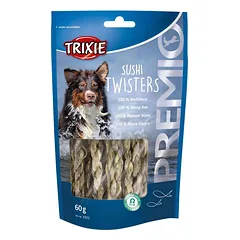 Trixie Premio Sushi Twisters gardėsis šunims iš baltos žuvies filė, su Omega 3 ir Omega 6, 60 g