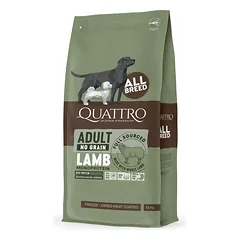 QUATTRO 12kg begrūdis su ėriena visų veislių suaugusių šunų pašaras monoproteinas
