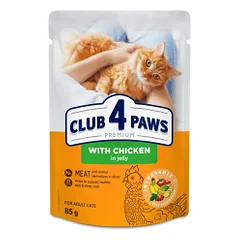 CLUB 4 PAWS Premium Visavertis konservuotas ėdalas suaugusioms katėms su vištiena padaže, 85 g