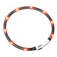 Šviečiantis antkaklis šunims VISIO LIGHT LED 70cm juodas arba oranžinis