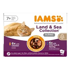 IAMS Advanced Nutrition Senior 7+ Land & Sea Collection in Sauce