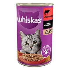 WHISKAS konservuotas kačių maistas su jautiena 400 g