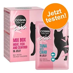 Cosma Original, Asia ir Nature bandomasis rinkinys šviežumo maišeliuose, drėgnas maistas katėms, < 79 g — 4 nuotrauka