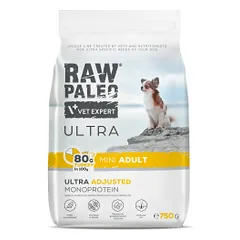 Raw Paleo Vet Expert Ultra Turkey Mini Adult begrūdis, sausas maistas šunims, 0,75 kg
