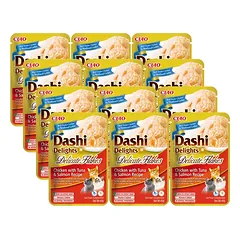 INABA Dashi Delights Delikatesiniai dribsniai Vištienos su tunu ir lašiša receptas 12x40g
