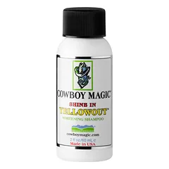 Cowboy Magic Shine In Yellowout Whitening Shampoo - šampūnas, kuris sumažina pageltimą ir paryškina natūralią kailio spalvą, 60ml — 3 nuotrauka